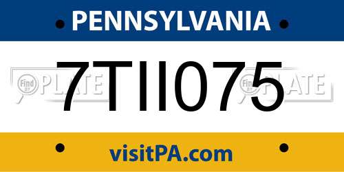 7TII075 Pennsylvania License Plate
