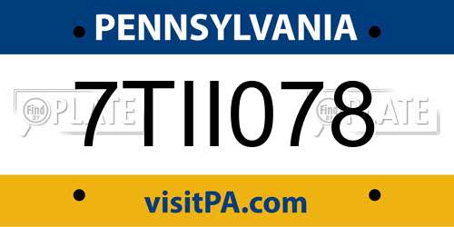 7TII078 Pennsylvania License Plate