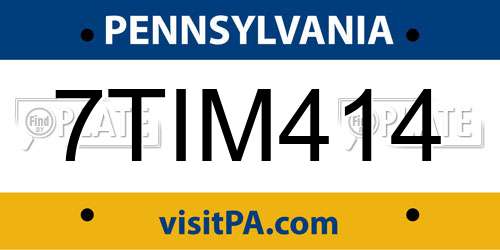7TIM414 Pennsylvania License Plate