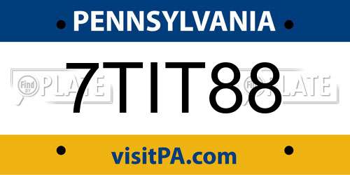 7TIT88 Pennsylvania License Plate