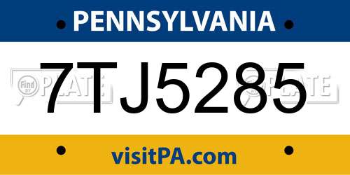 7TJ5285 Pennsylvania License Plate
