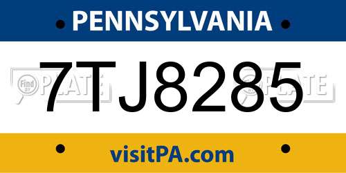 7TJ8285 Pennsylvania License Plate