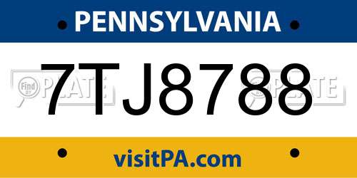 7TJ8788 Pennsylvania License Plate
