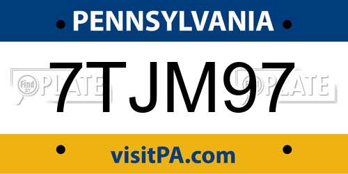 7TJM97 Pennsylvania License Plate