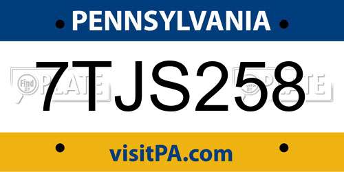7TJS258 Pennsylvania License Plate