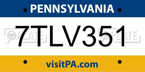 7TLV351 Pennsylvania License Plate