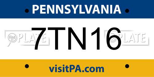 7TN16 Pennsylvania License Plate