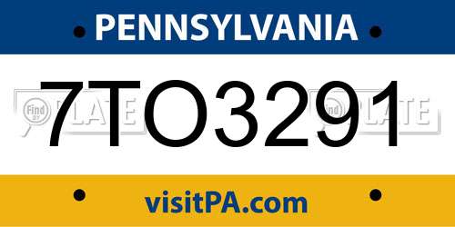 7TO3291 Pennsylvania License Plate