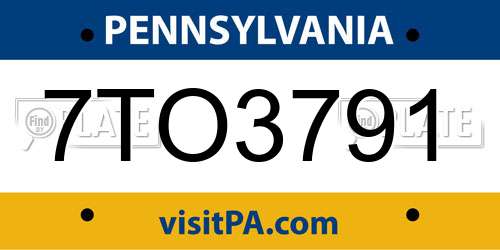 7TO3791 Pennsylvania License Plate