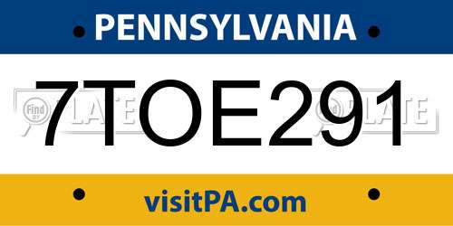 7TOE291 Pennsylvania License Plate