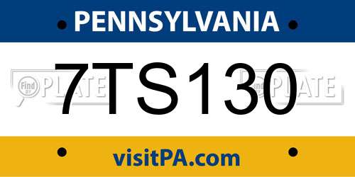 7TS130 Pennsylvania License Plate
