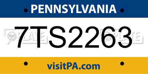 7TS2263 Pennsylvania License Plate