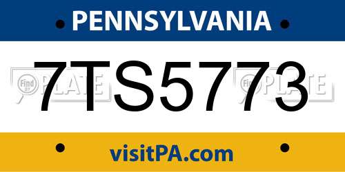 7TS5773 Pennsylvania License Plate