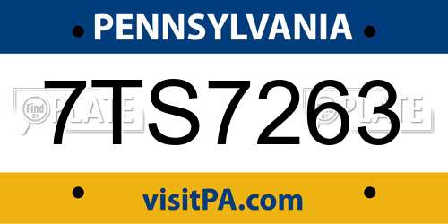 7TS7263 Pennsylvania License Plate