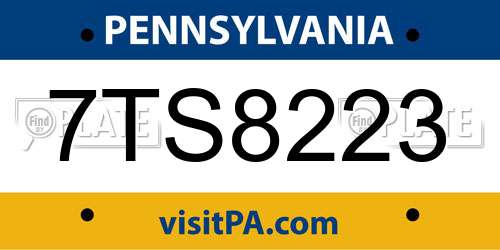 7TS8223 Pennsylvania License Plate