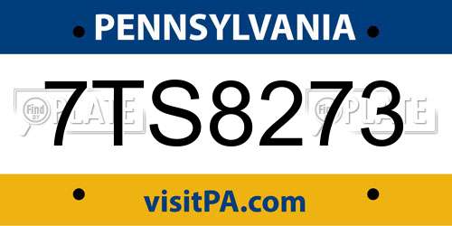 7TS8273 Pennsylvania License Plate