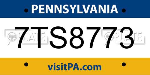7TS8773 Pennsylvania License Plate