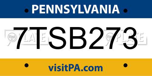7TSB273 Pennsylvania License Plate
