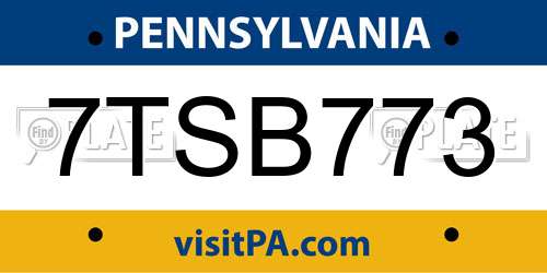 7TSB773 Pennsylvania License Plate