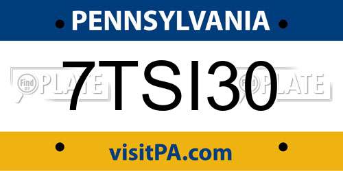 7TSI30 Pennsylvania License Plate