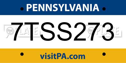 7TSS273 Pennsylvania License Plate