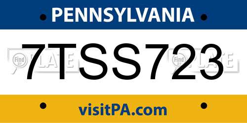 7TSS723 Pennsylvania License Plate