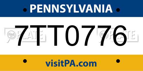 7TT0776 Pennsylvania License Plate