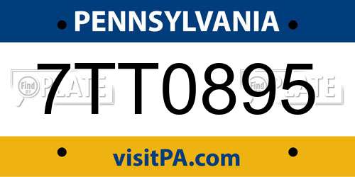 7TT0895 Pennsylvania License Plate