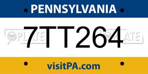 7TT264 Pennsylvania License Plate