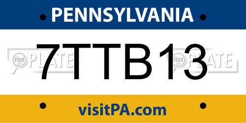 7TTB13 Pennsylvania License Plate