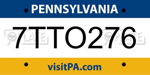 7TTO276 Pennsylvania License Plate