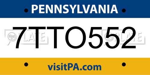 7TTO552 Pennsylvania License Plate