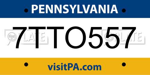 7TTO557 Pennsylvania License Plate