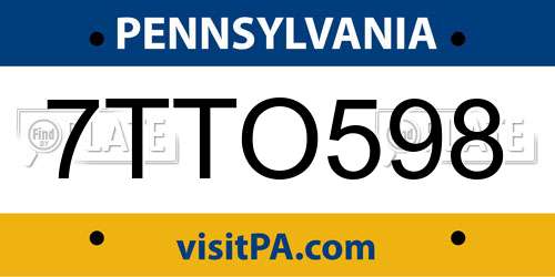 7TTO598 Pennsylvania License Plate