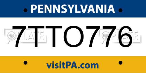 7TTO776 Pennsylvania License Plate