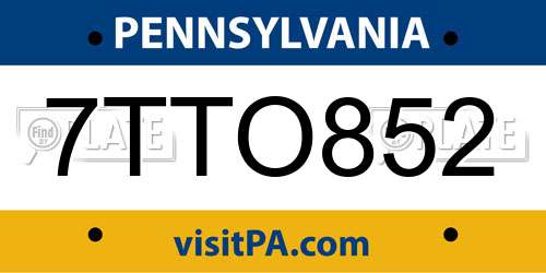 7TTO852 Pennsylvania License Plate