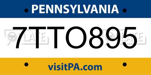 7TTO895 Pennsylvania License Plate
