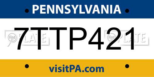 7TTP421 Pennsylvania License Plate