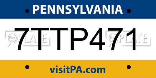 7TTP471 Pennsylvania License Plate