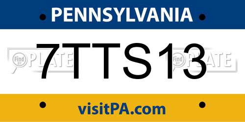 7TTS13 Pennsylvania License Plate