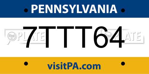 7TTT64 Pennsylvania License Plate
