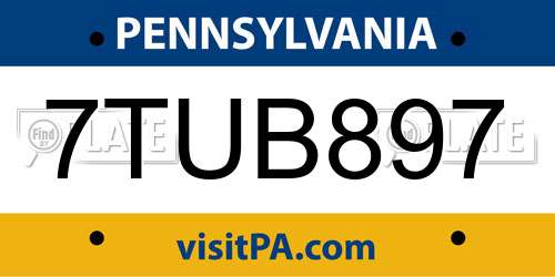 7TUB897 Pennsylvania License Plate