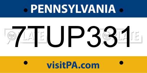 7TUP331 Pennsylvania License Plate