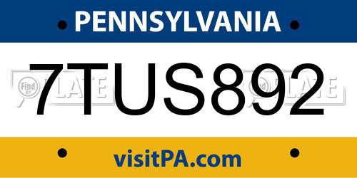 7TUS892 Pennsylvania License Plate