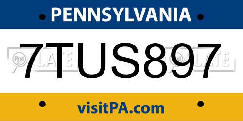 7TUS897 Pennsylvania License Plate