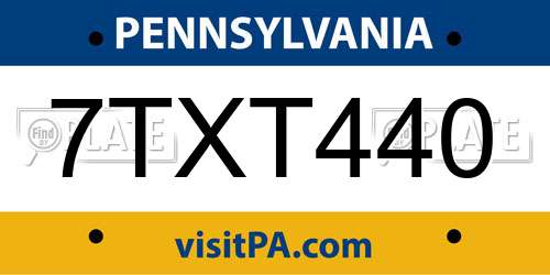 7TXT440 Pennsylvania License Plate