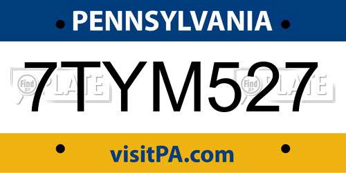 7TYM527 Pennsylvania License Plate