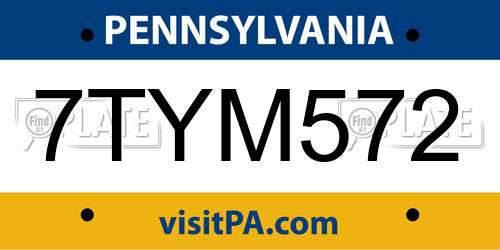 7TYM572 Pennsylvania License Plate