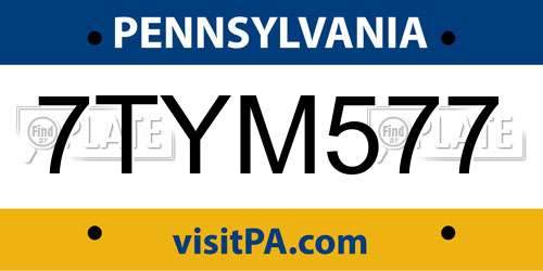 7TYM577 Pennsylvania License Plate
