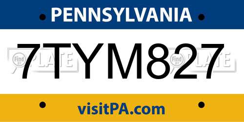 7TYM827 Pennsylvania License Plate